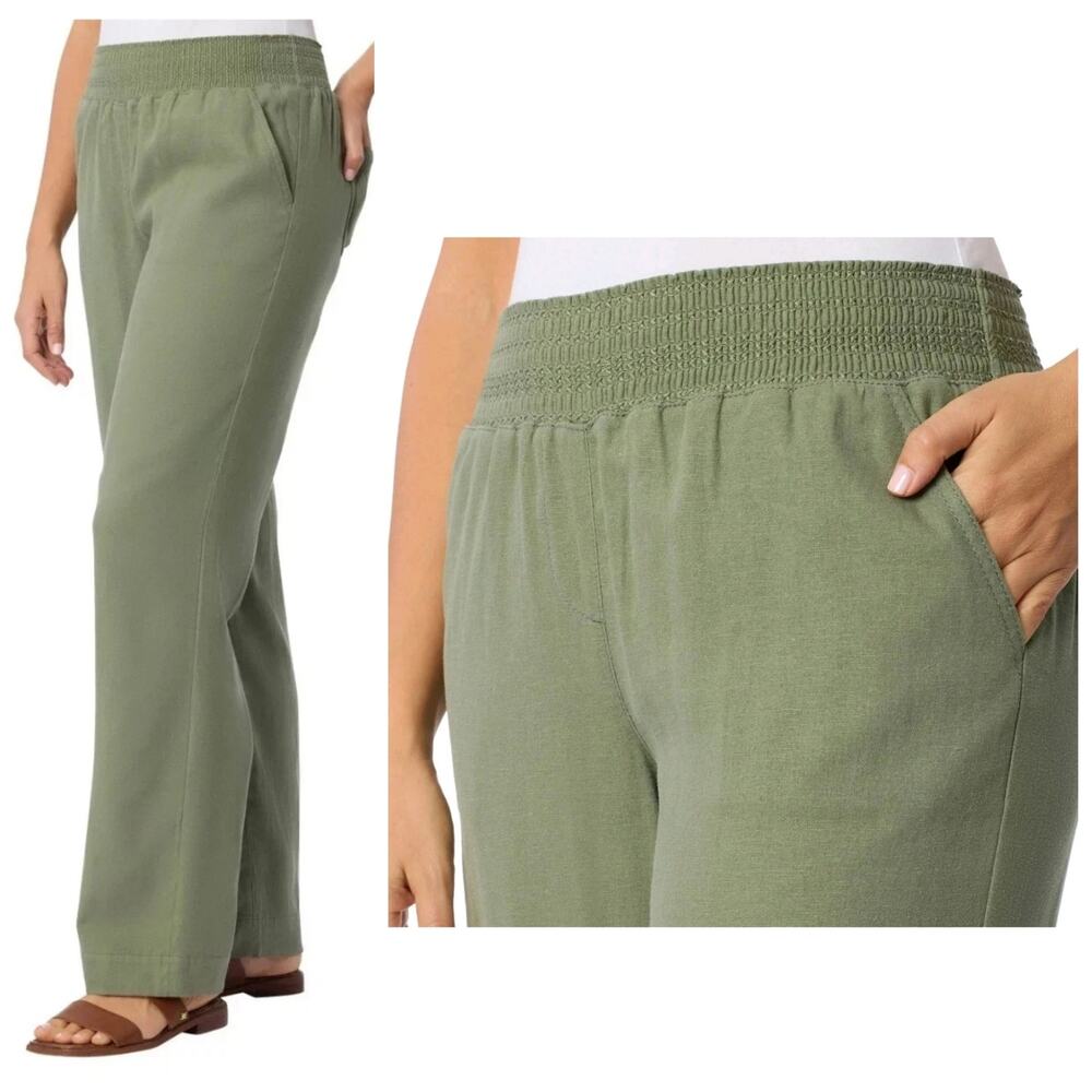Briggs linen blend smocked waist casual pants sz S